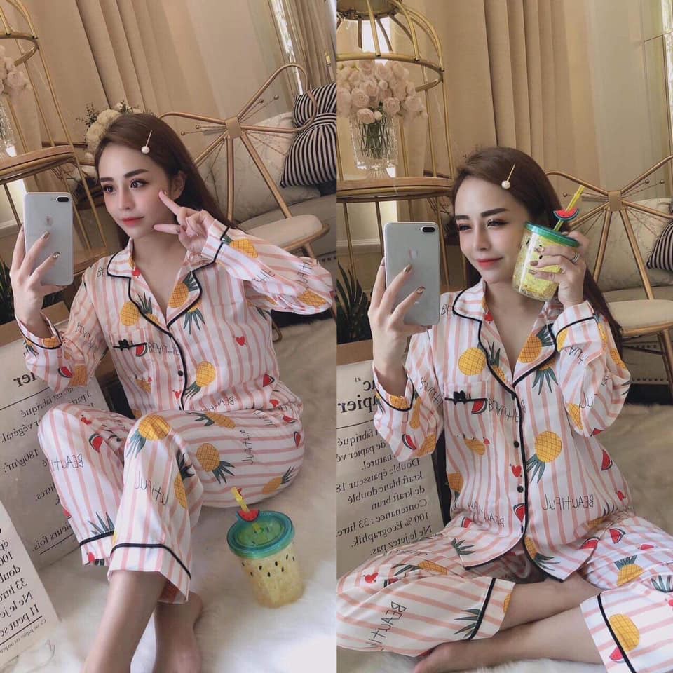 Sale. Bộ lụa pijama lụa tay dài quần dài