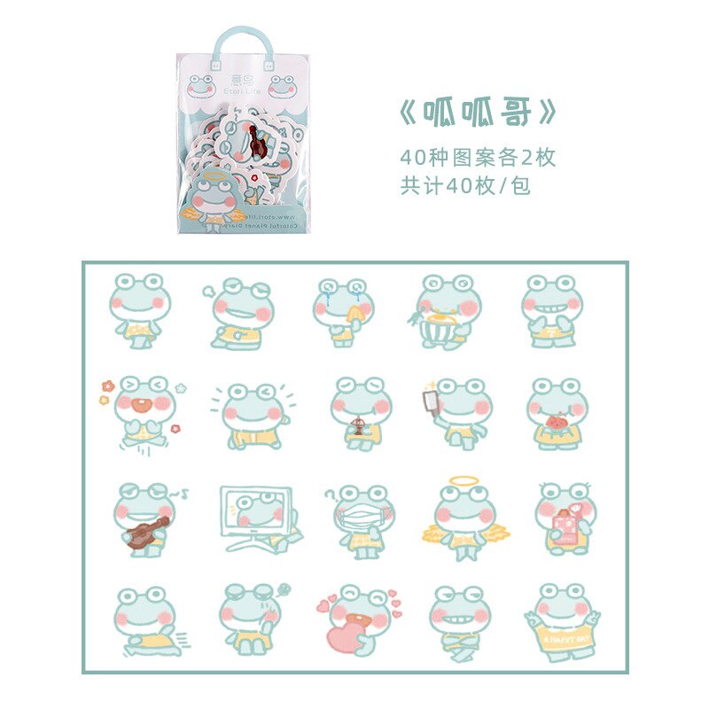 Set 40 Sticker Họa Tiết Động Vật Cute Trang Trí Sổ Lưu Niệm, Điện Thoại, Sổ Tay DIY Đẹp Mắt - Nhãn Dán Decor Nhật Kí