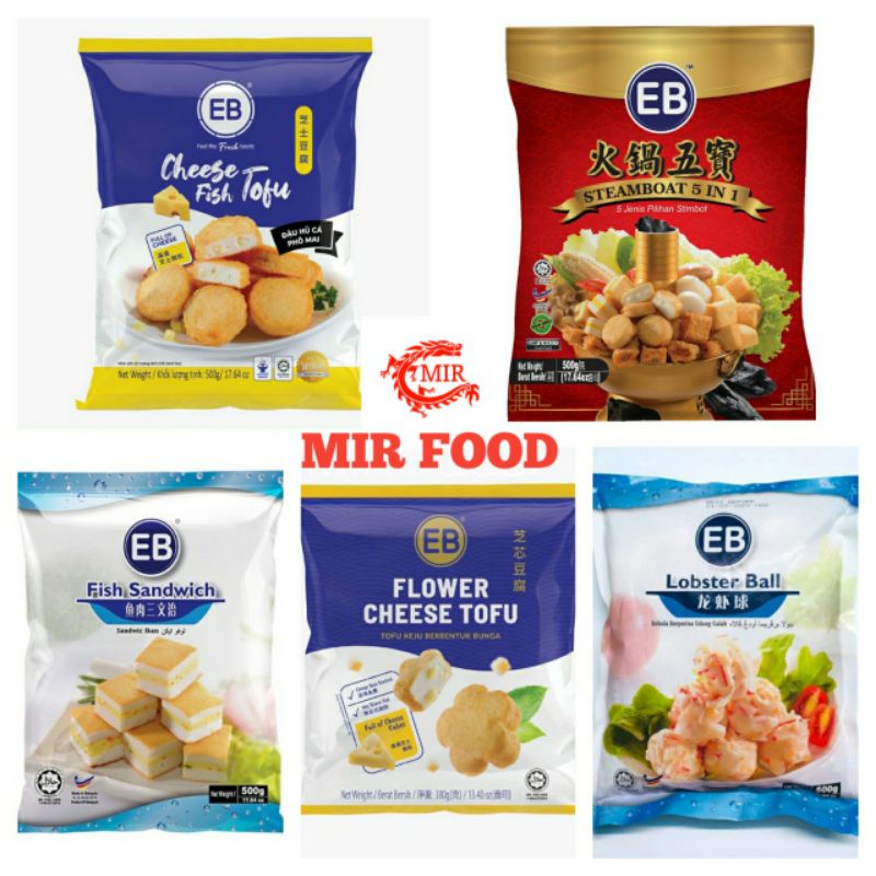 Đậu hũ phomai EB - Tôm hùm Viên -Sanwich cá - Thả lẩu mix 5in1 EB  - Nhập khẩu Malaysia