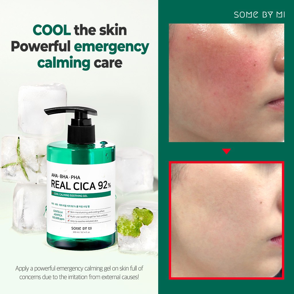 Gel Dưỡng Ẩm, Làm Mát & Dịu Da Từ Rau Má, Ngải Cứu & Tràm Trà Some By Mi Cool Calming Soothing Gel -Phân Phối Chính Hãng