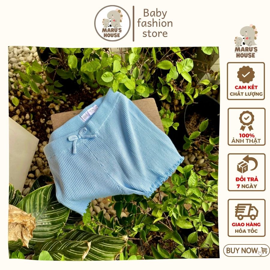 Quần đùi cho bé gái size đại Zara dư xịn MARUHOUSE chất liệu dệt kim len gân mềm đính nơ xinh xắn từ 23-45kg