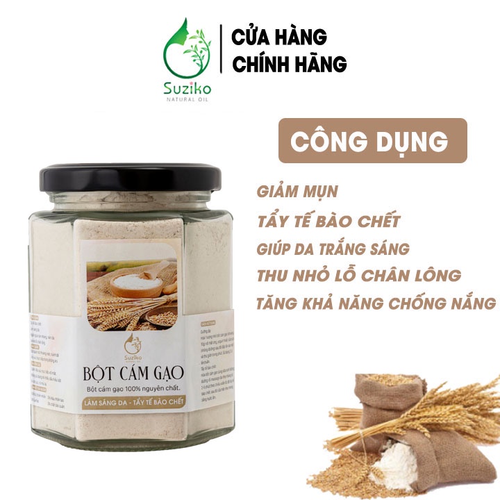 [Mã BMLT35 giảm đến 35K đơn 99K] Hũ bột đắp mặt nạ SUZIKO cám gạo nguyên chất làm sạch sau dưỡng trắng da hiệu quả 140g