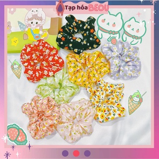 Cột tóc hoa nhiều màu - scrunchies buộc tóc vải mềm mại