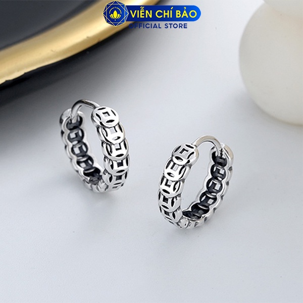 Bông tai bạc nữ kim tiền tròn chất liệu Bạc S925 thời trang phụ kiện trang sức nữ thương hiệu Viễn Chí Bảo B000220