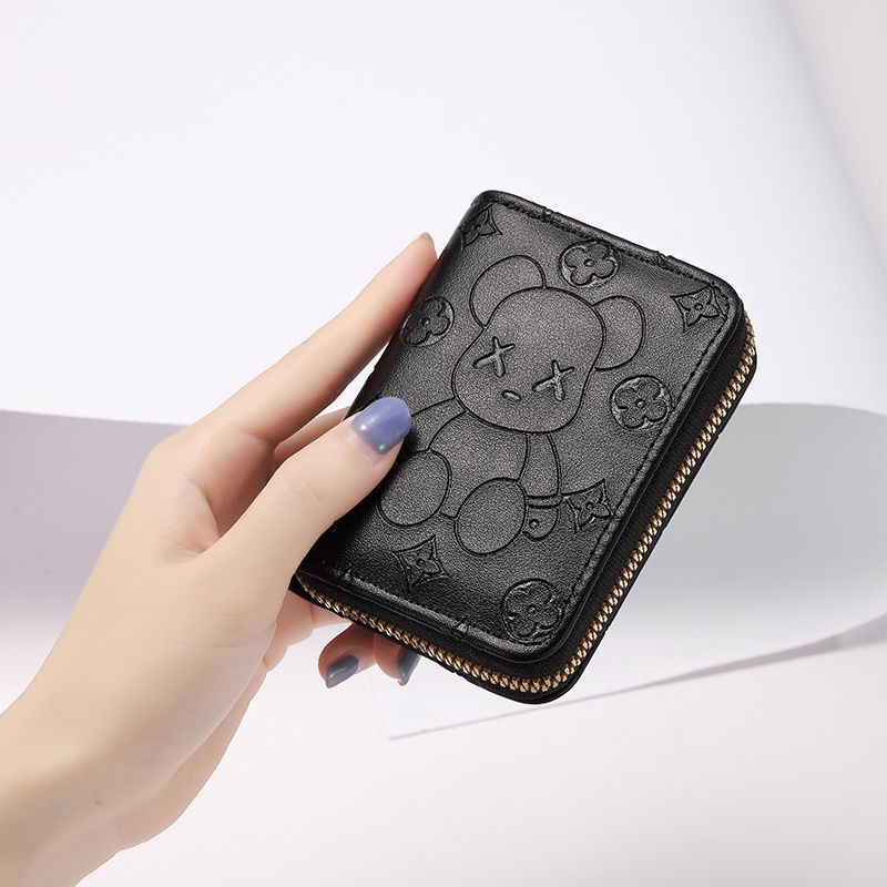 Ví nữ đẹp mini ngắn cầm tay nhỏ gọn hình gấu bear rich cute nhiều ngăn bỏ túi giá rẻ,ví gấu mochi dập nổi 13,x