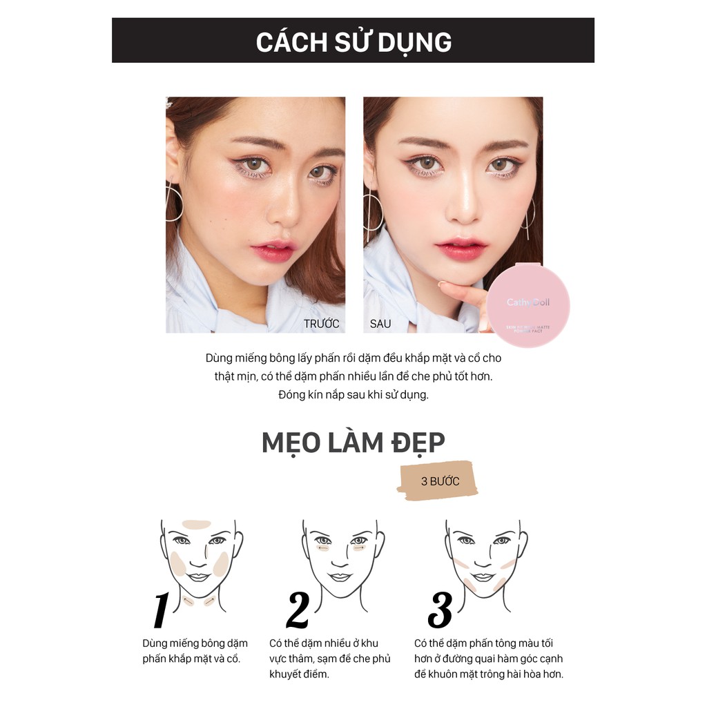 [Mã LT50 giảm 50k đơn 250k] Phấn phủ Cathy Doll Skin Fit Nude Matte Powder Pact Spf30 Pa+++ 12g | BigBuy360 - bigbuy360.vn