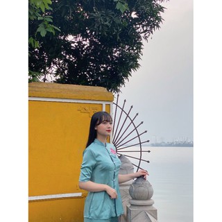 Đồ đi lễ chùa màu xanh mint