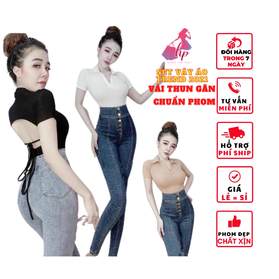 áo thun cổ trụ polo nữ hở lưng dáng ôm tay ngắn thun gân cột nơ thời trang sexy phong cách hàn 2021