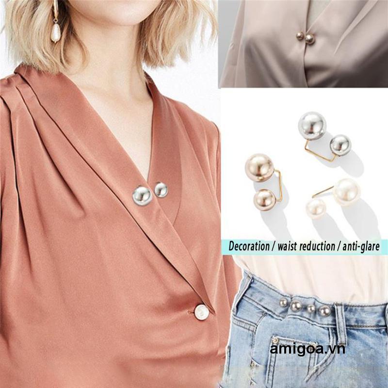 ✨✨TRÂM KẸP GHIM CÀI CỔ ÁO ĐÍNH HẠT NGỌC TRAI NHÂN TẠO TRẮNG ĐEN