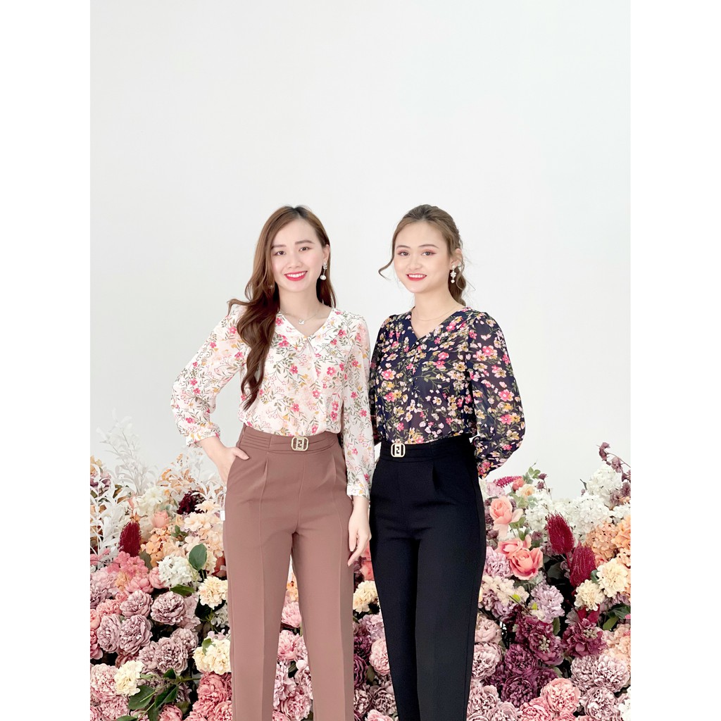 Áo sơ mi nữ công sở họa tiết hoa nhí Emvy - H1