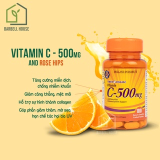 Viên uống Vitamin C-500mg & Rose Hips giảm thâm mụn, tăng sinh collagen, tăng miễn dịch, chống lão hoá Holland & Ba thumbnail