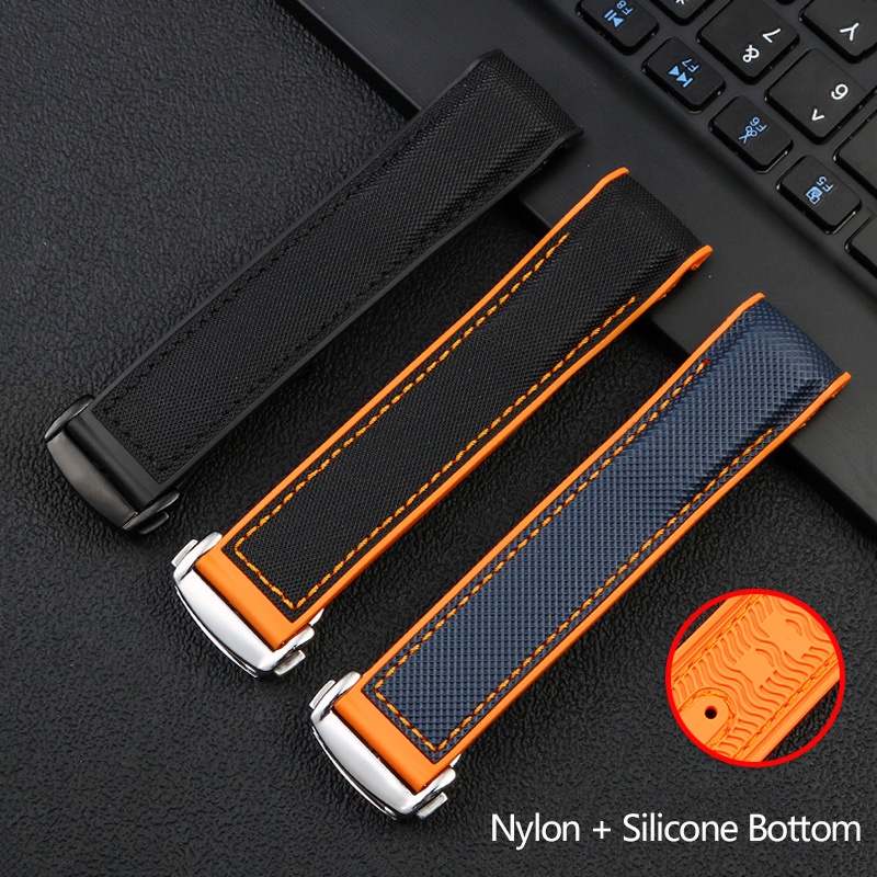 Dây Đeo Đồng Hồ Bằng Cao Su Nylon 20mm 22mm Cho Omega Seamaster 300 Ocean Speedmaster 8900 9900