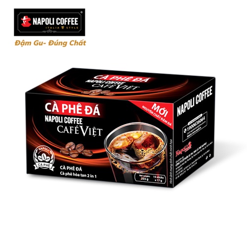 Cà Phê Hoà Tan Đen Đá 2IN1 Napoli Coffee (17g/gói) - Cà Phê SẠCH Gu Mạnh, Vị Nguyên Bản Arabica