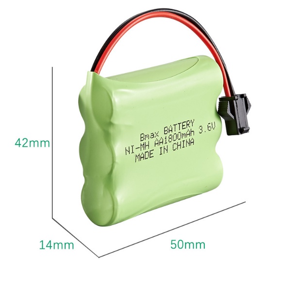 Pin sạc AA 3.6V 1800mAh Ni-MH cho xe đồ chơi ô tô, mô hình điều khiển Cáp sạc SM
