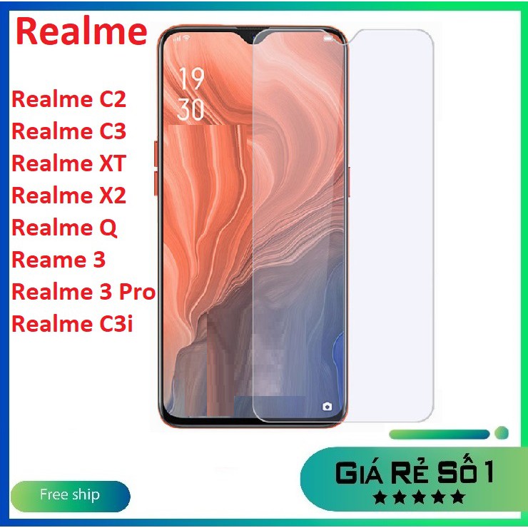 Kính cường lực Realme C2/ C3/ C3i/ Realme 3/ 3 Pro/ Realme XT/ X2/ Realme Q trong suốt không full màn hình