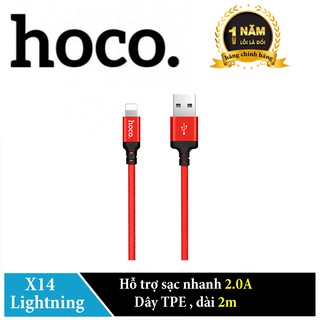 Cáp sạc Lightning Hoco X14 sạc nhanh 2.0A cho iPhone/iPad dài 2m - Hãng phân phối chính thức
