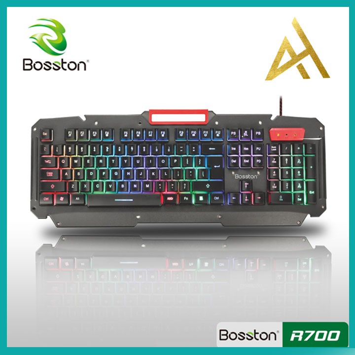 Bàn Phím Máy Tính Gaming Keycap Xuyên Led Đổi Màu BOSSTON R700 Bàn Phím Giả Cơ Laptop Có Dây Keyboard Chơi Game
