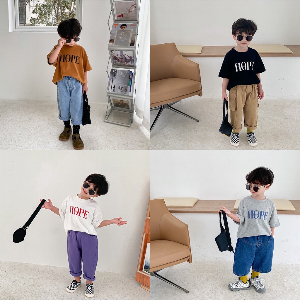 Áo Phông Cộc Tay Cho Bé Gái/ Bé Trai Phong Cách Hàn Quốc - Hàng Quảng Châu Ambb Kids (Có clip + ảnh thật)