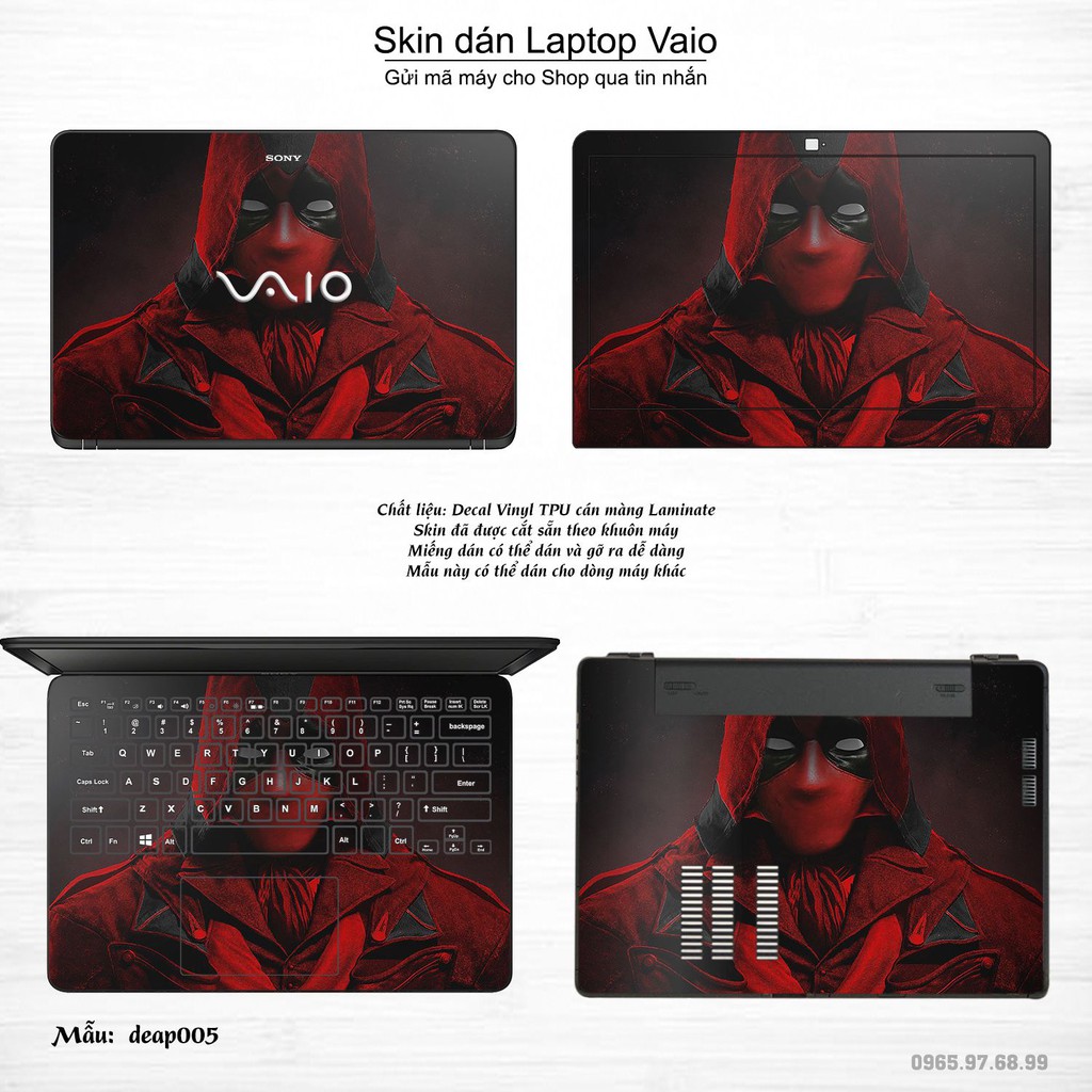 Skin dán Laptop Sony Vaio in hình Deadpool (inbox mã máy cho Shop)