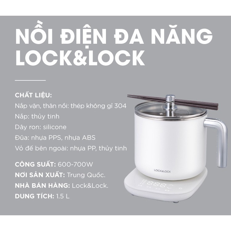 Nồi điện đa năng Lock&amp;Lock màu trắng EJC141