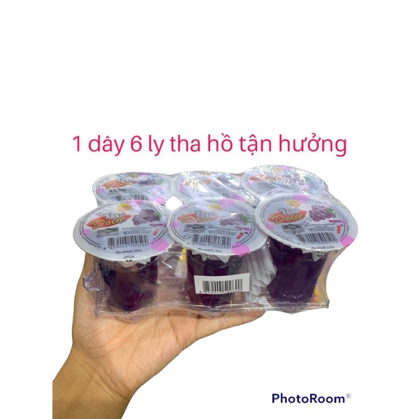 Thạch vị nho  trái cây Dolie Thái Lan lốc 6 ly (1 ly 150ml)