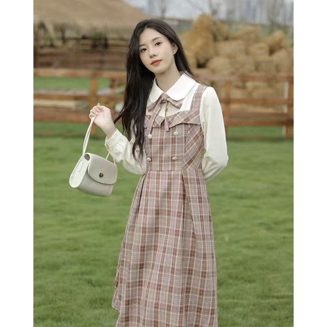 Váy sơ mi kẻ caro nữ dáng dài