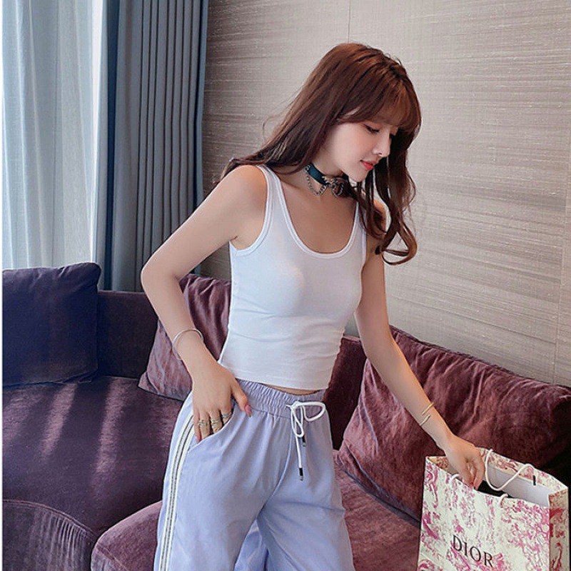 Áo croptop body chất cotton co dãn, áo ba lỗ trơn kiểu dáng đơn giản nhiều màu siêu đẹp AD05