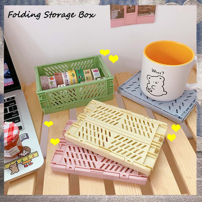 Giỏ lưu trữ mini để bàn bằng nhựa có thể gập lại Túi tiện lợi Hộp lưu trữ văn phòng phẩm Chăm sóc da