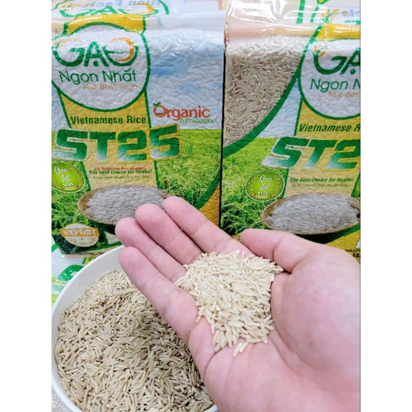 Gạo lứt ST25 - Gạo lứt hữu cơ xuất khẩu  - Gạo Ngon Nhất - Gaongonnhat - Túi 2kg