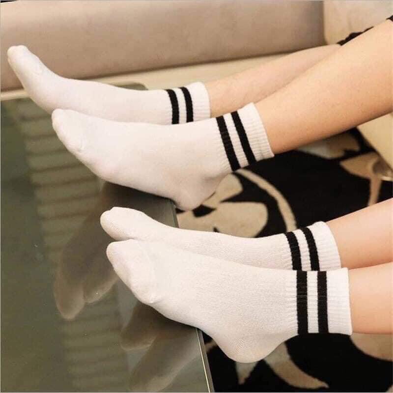 TẤT CỔ NGẮN KẺ SỌC HÀN QUỐC MẪU MỚI