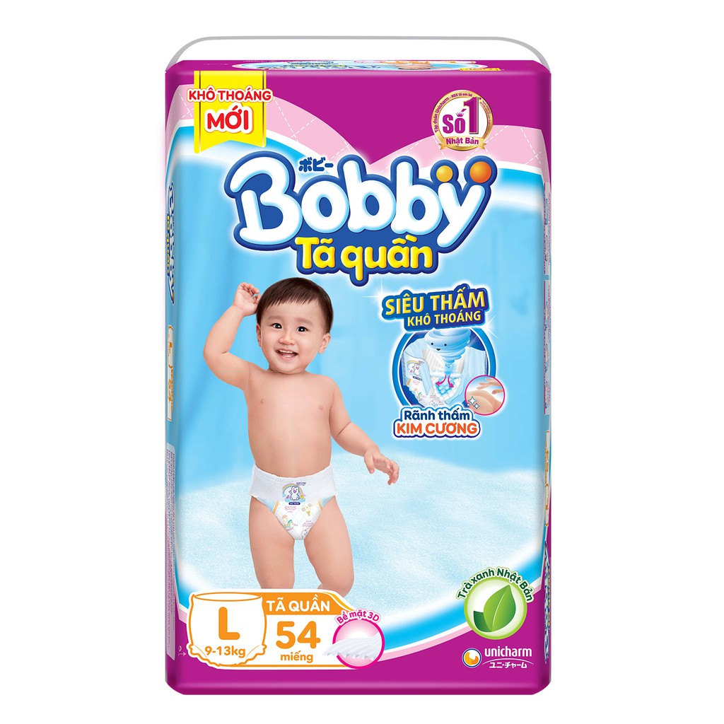 (Tặng Bobby Chan 40cm) Combo 2 tã quần bobby M60/L54