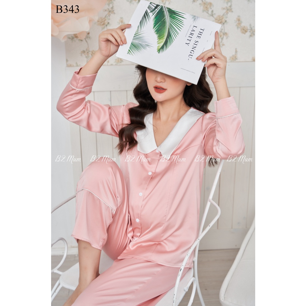 Bộ bầu và sau sinh chất  lụa ngọc trai phối cổ lượn B343  B2 Mum