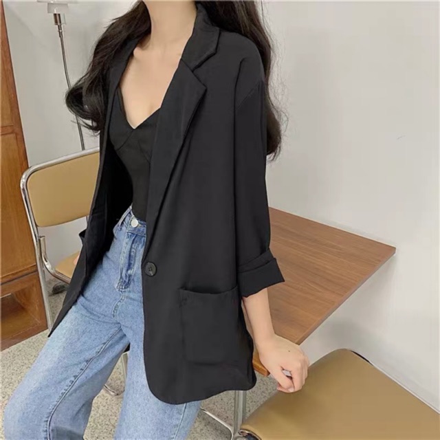 Áo Blazer Trơn Vintage Áo Vest Phong Cách Hàn Quốc Thời Trang Cho Nữ MS1856 | BigBuy360 - bigbuy360.vn