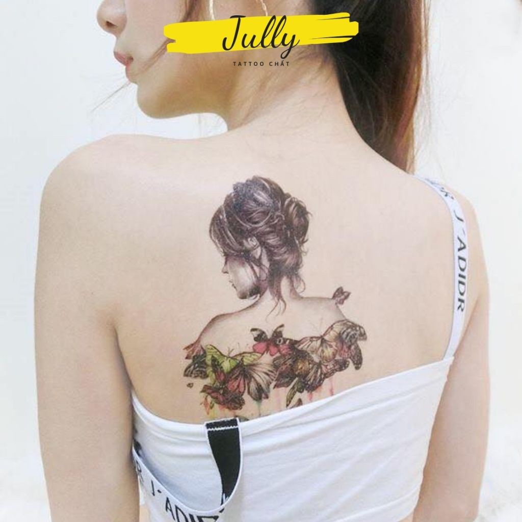 Hình xăm dán cô gái thu hút huyền bí JULLY Tattoo, xăm tạm thời 15 ngày chống nước an toàn bền đẹp