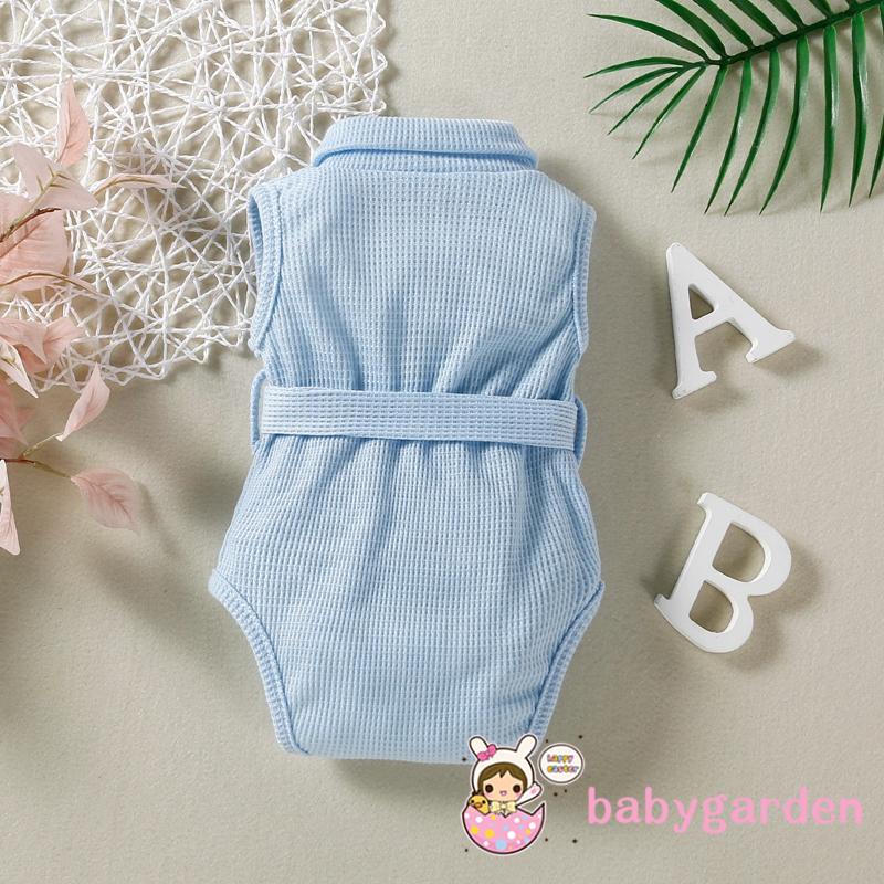 Bộ Áo Liền Quần Không Tay Cài Khuy Màu Trơn Thời Trang Mùa Hè Cho Bé Gái 0-24 Tháng Tuổi