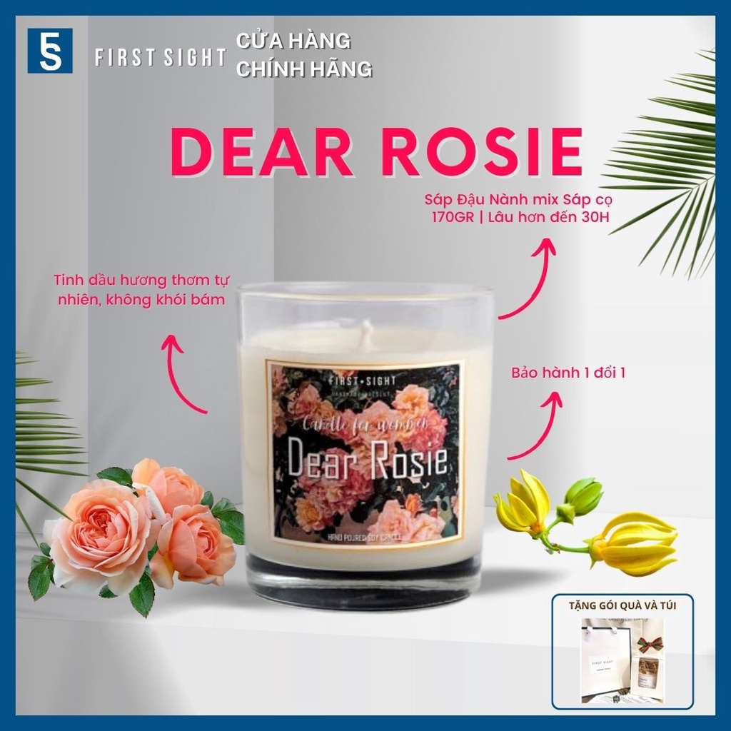 Nến thơm handmade Dear Rosie hương thơm thư giãn First Sight 150GR