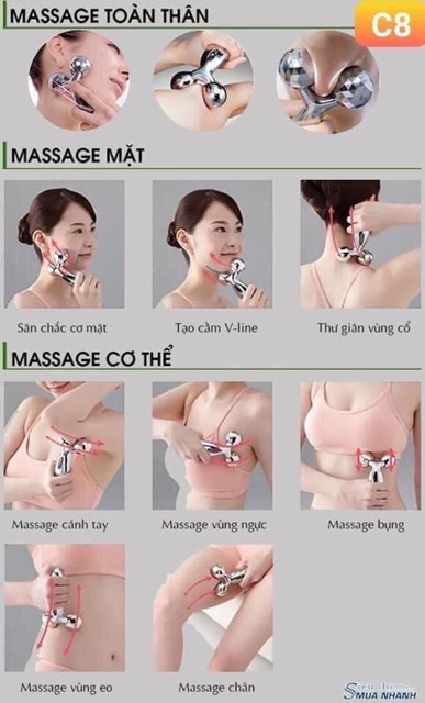 Thanh lăn Massage 3D Hàng Cao Cấp Roller Cầm Tay Làm Thon Gọn Mặt Nâng Cơ Dùng cho toàn thân body cây lăn massage