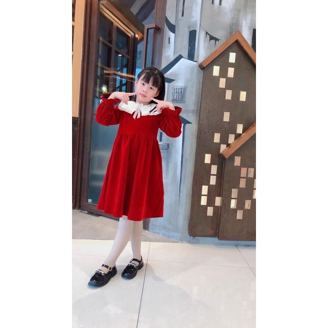Váy nhung đỏ diện Noel cho bạn lớn 15-35kg XHN822