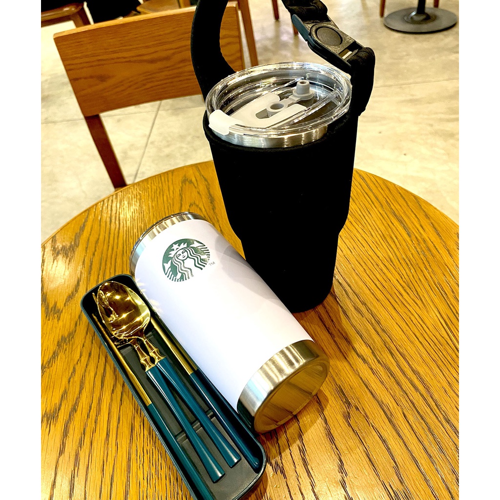 Bình Cafe Giữ Nhiệt Star - Bucks INOX 304 Cao Cấp Dung Tích 600 - 1000ML Dùng Được Ống Hút
