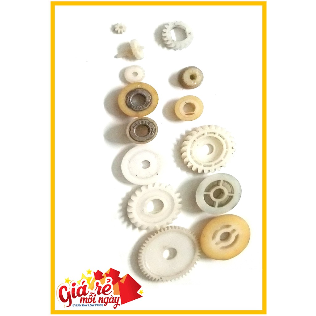 Combo Nhông nhựa 28 chi tiết - Bánh răng 5mm,1cm, 2cm, 3cm, D17cm - Đế nhựa DIY các loại