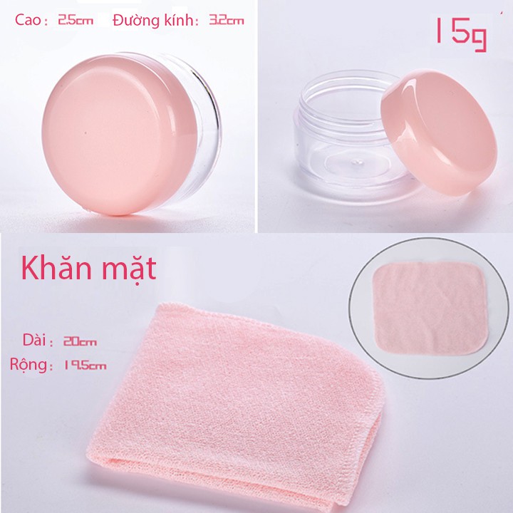 [FREESHIP 20K] Bộ chiết mỹ phẩm chai lớn vệ sinh cá nhân du lịch (có gương lược khăn mặt bàn chải) - MUÔN PHƯƠNG SHOP
