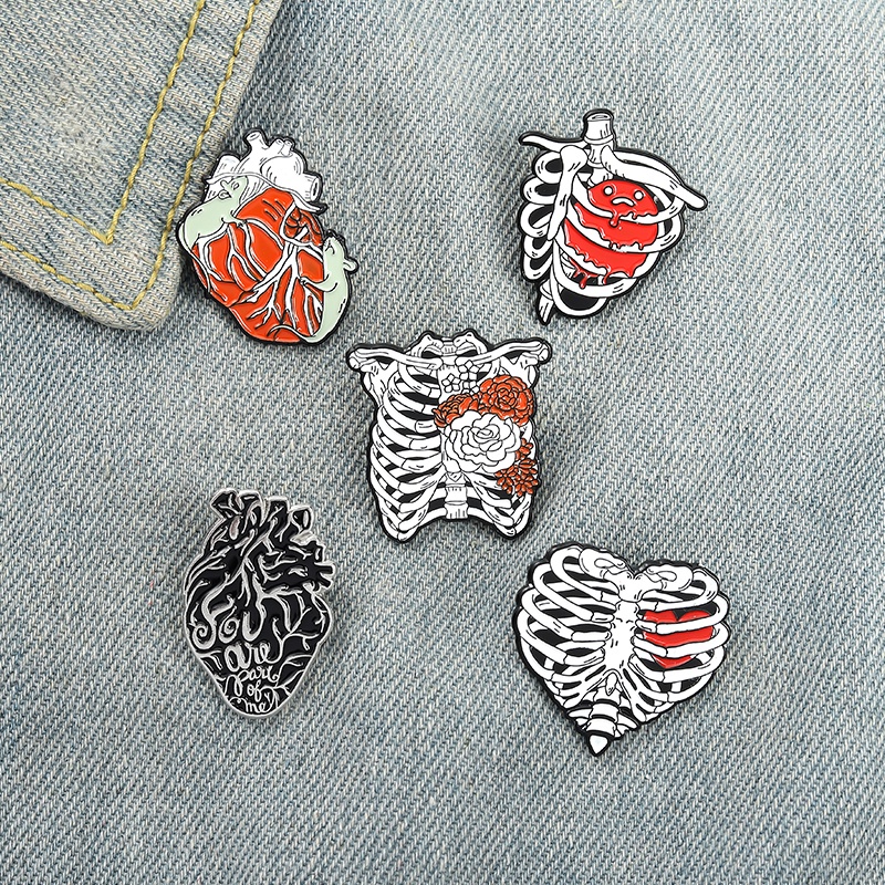 Ghim cài QIHE JEWELRY tráng men phong cách bụi bặm cá tính với 5 kiểu tùy chọn