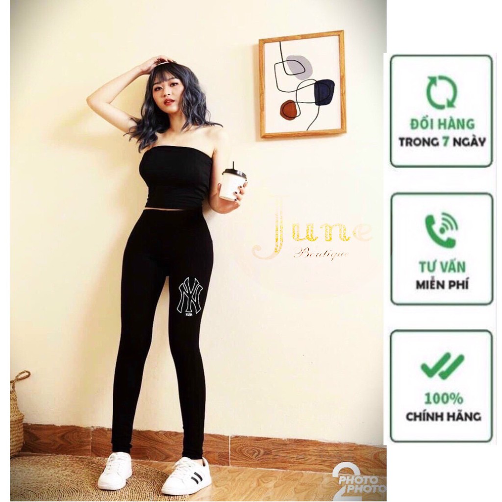 Quần legging nữ NY, quần leging chất cotton xuất hàn thêu chữ NY hàng đẹp
