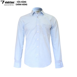 Áo Sơ Mi Dài Tay Bamboo Slimfit Vĩnh Tiến 385 LK3-G103 Xanh Da Trời Họa Tiết Hình Tam Giác