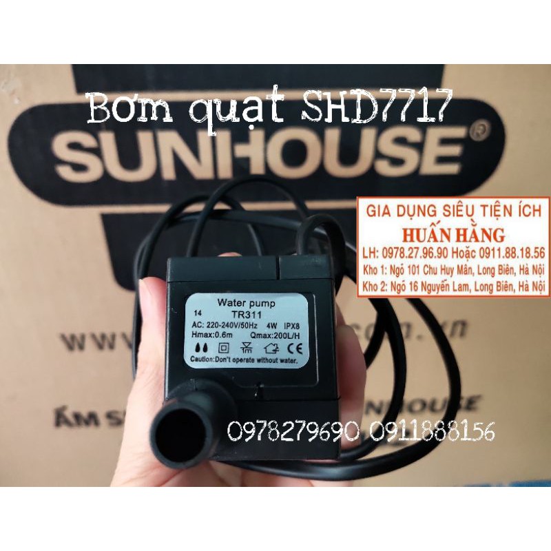 (LINH KIỆN CHÍNH HÃNG SUNHOUSE) BƠM, ĐIỀU KHIỂN VÀ NÚT BỊT NƯỚC QUẠT ĐIỀU HÒA HƠI NƯỚC SUNHOUSE SHD7717