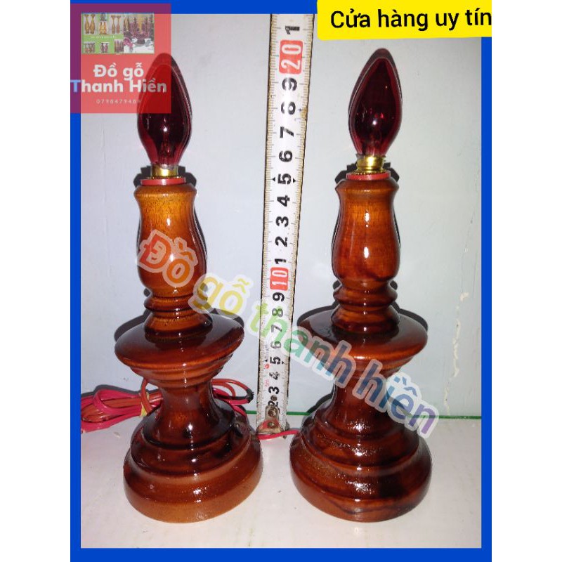 đèn thờ gỗ tràm cao 20cm (DCBE)