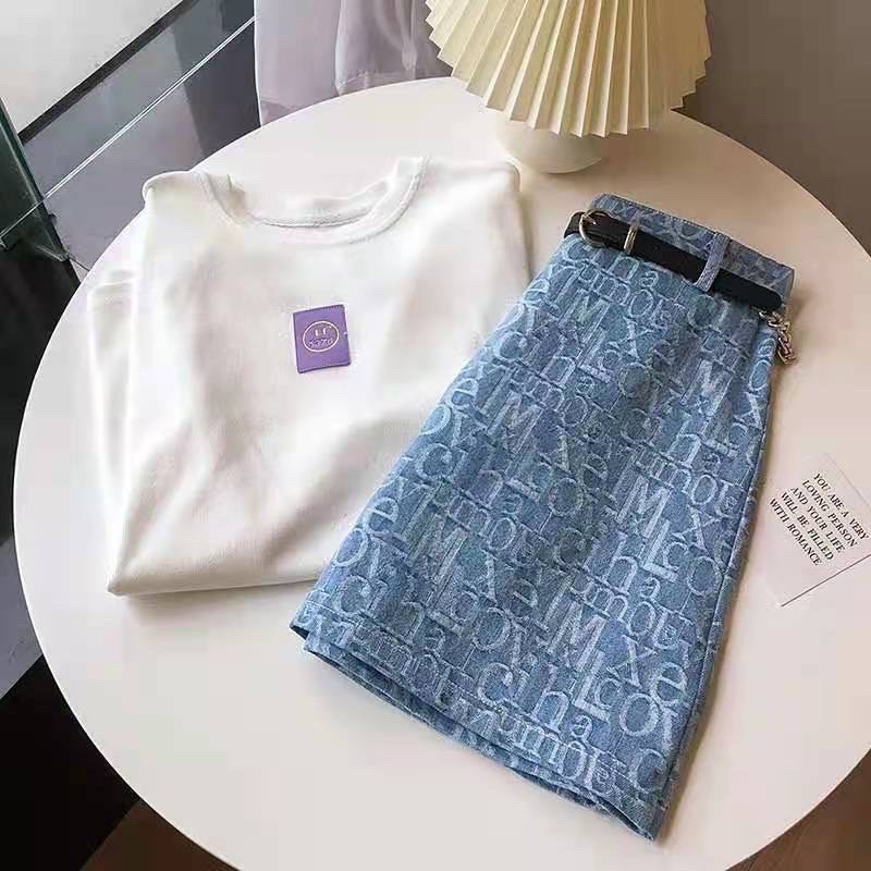 Chân Váy bò kèm đai, chân váy Jeans Chữ A Lưng Cao Phong Cách Hàn Quốc Thời Trang Xuân Hè 2021 Cho Nữ | BigBuy360 - bigbuy360.vn