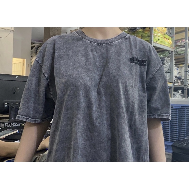 Áo thun loang xám Hades form rộng tay lỡ, áo loang cotton 100%