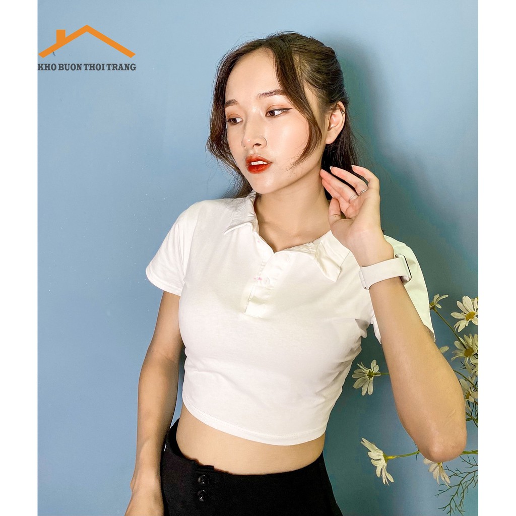 Áo Croptop Cổ Đức 2 màu đen trắng | BigBuy360 - bigbuy360.vn