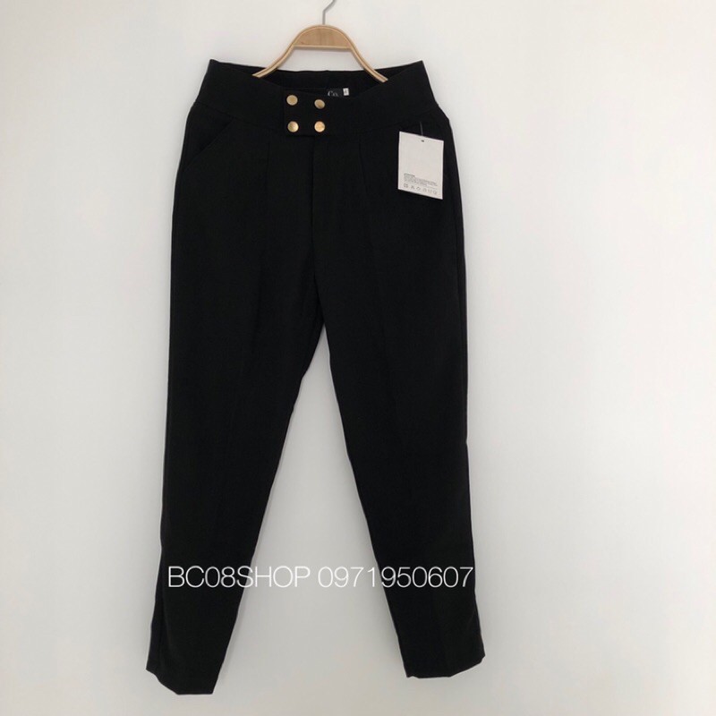 Quần Tây Baggy Nữ màu Đen lưng cao 4 nút Basic BC099